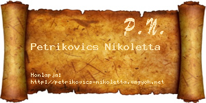 Petrikovics Nikoletta névjegykártya