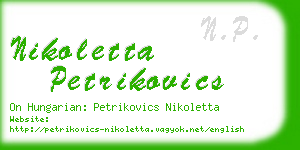 nikoletta petrikovics business card